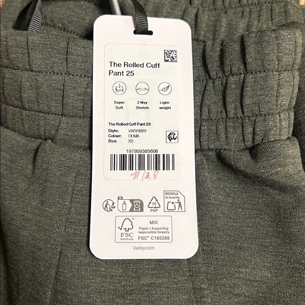 Varley rolled cuff pant 25” olive marl - Picture 3 of 3
